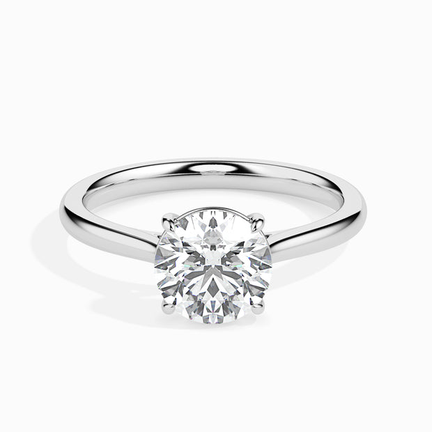 round cut solitaire diamond ring in white gold