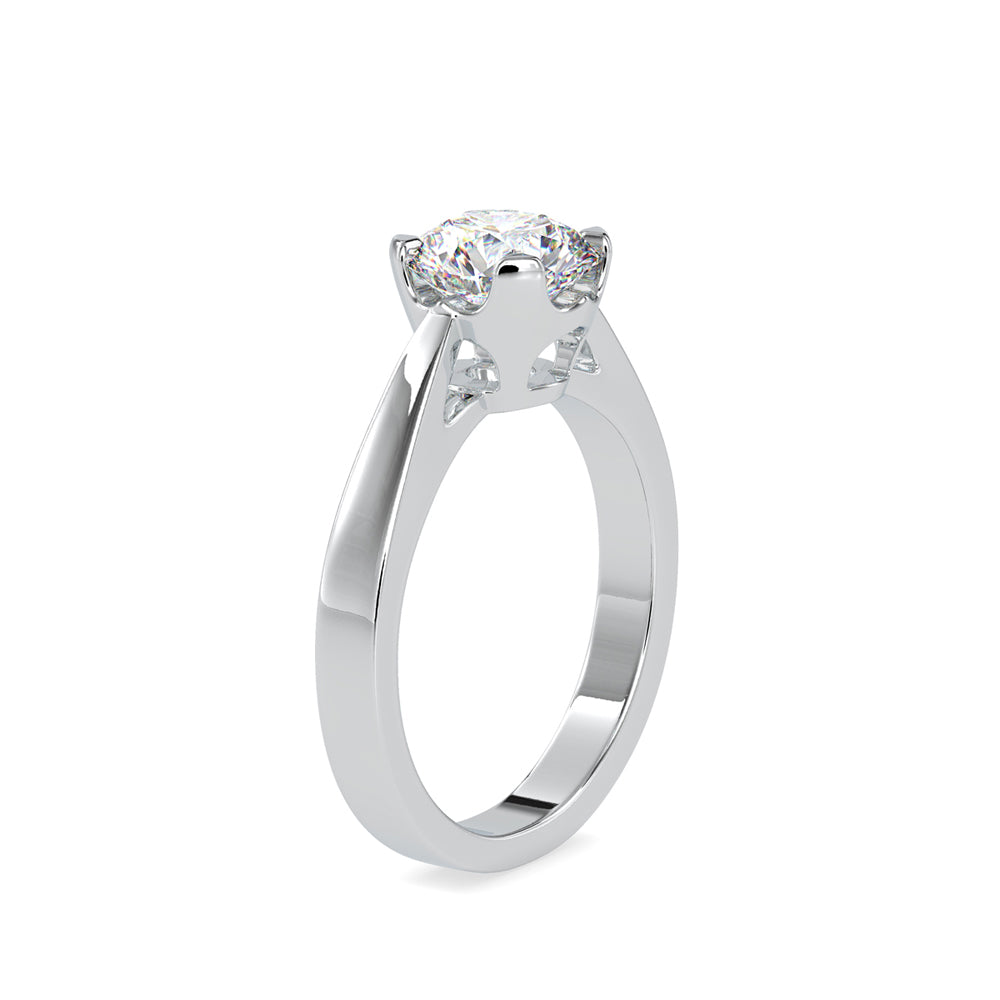 round cut tulip solitaire diamond ring in white gold