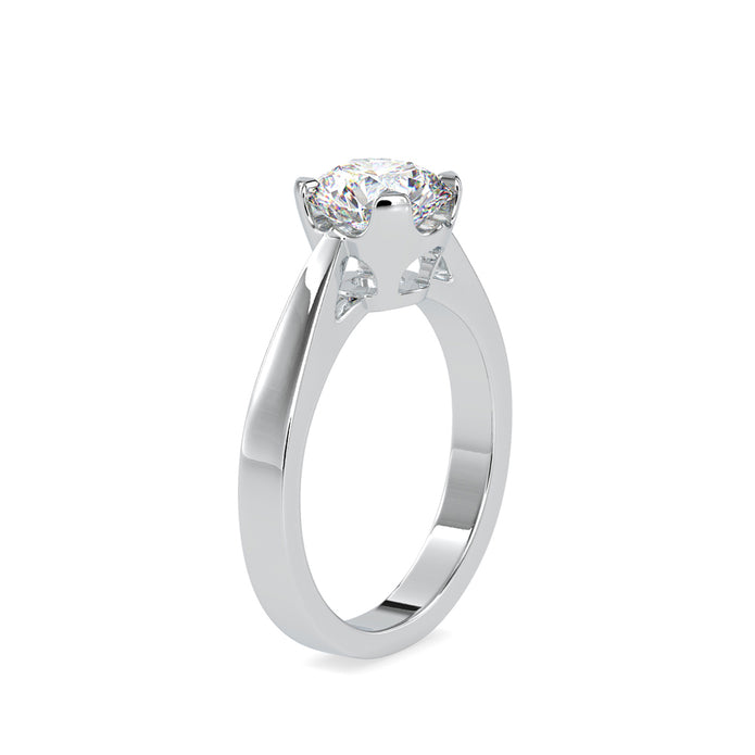 round cut tulip solitaire diamond ring in white gold