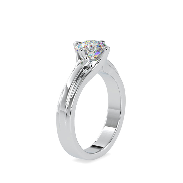 round cut solitaire lab-grown diamond ring in white gold