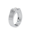 round cut solitaire semi bezel lab-grown diamond ring in white gold