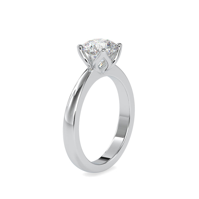 round cut solitaire lab-grown diamond ring in white gold