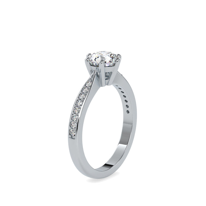 round solitaire lab-grown diamond ring in white gold