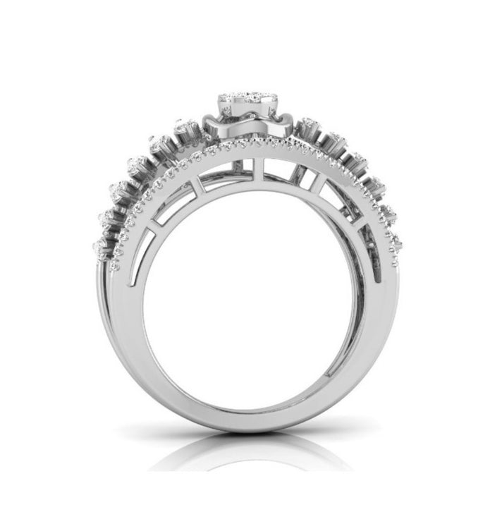 round and marquise cut lab-grown diamond band in white gold