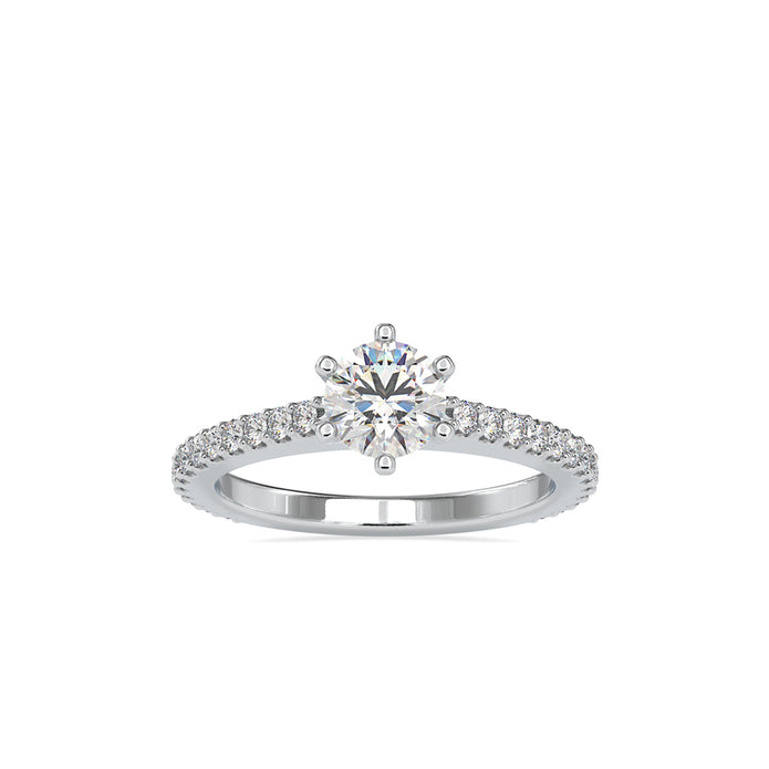 round solitaire lab-grown diamond ring in white gold