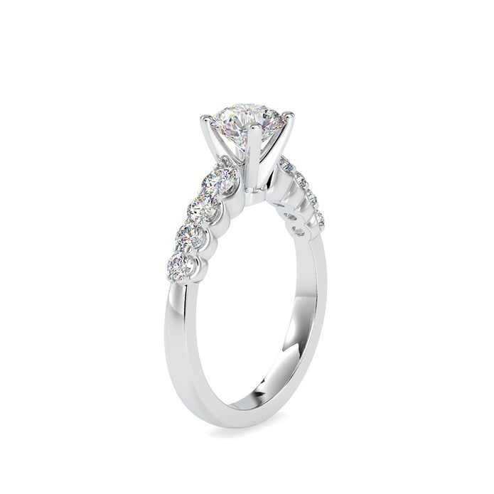 round cut solitaire lab-grown diamond ring in white gold