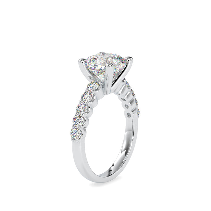 cushion cut solitaire lab-grown diamond ring in white gold