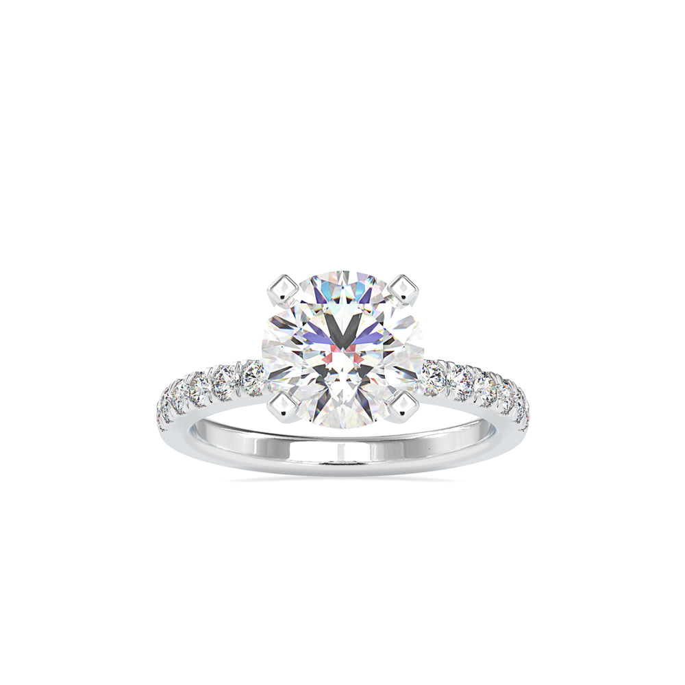 round cut solitaire lab-grown diamond ring in white gold