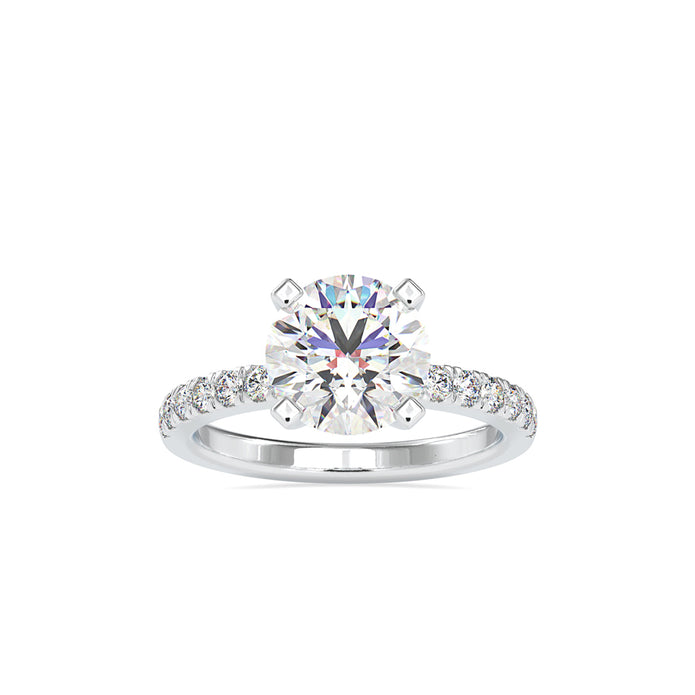 round cut solitaire lab-grown diamond ring in white gold
