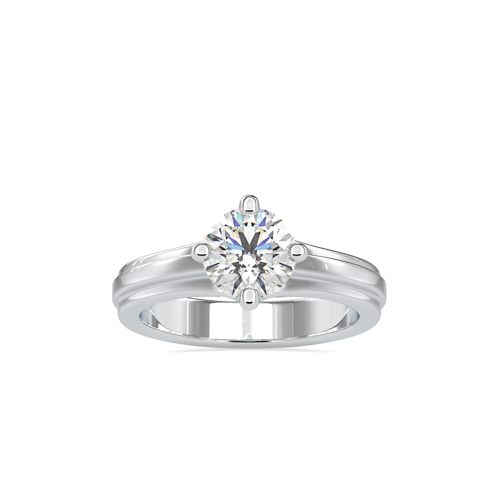 round cut solitaire lab-grown diamond ring in white gold