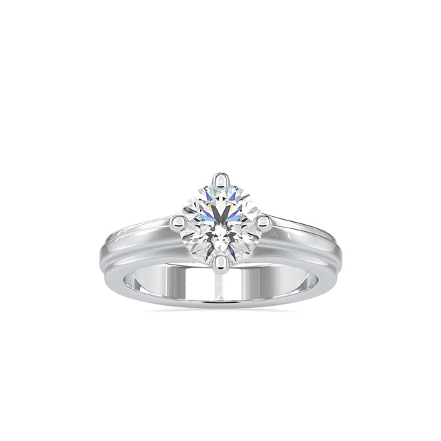 round cut solitaire lab-grown diamond ring in white gold