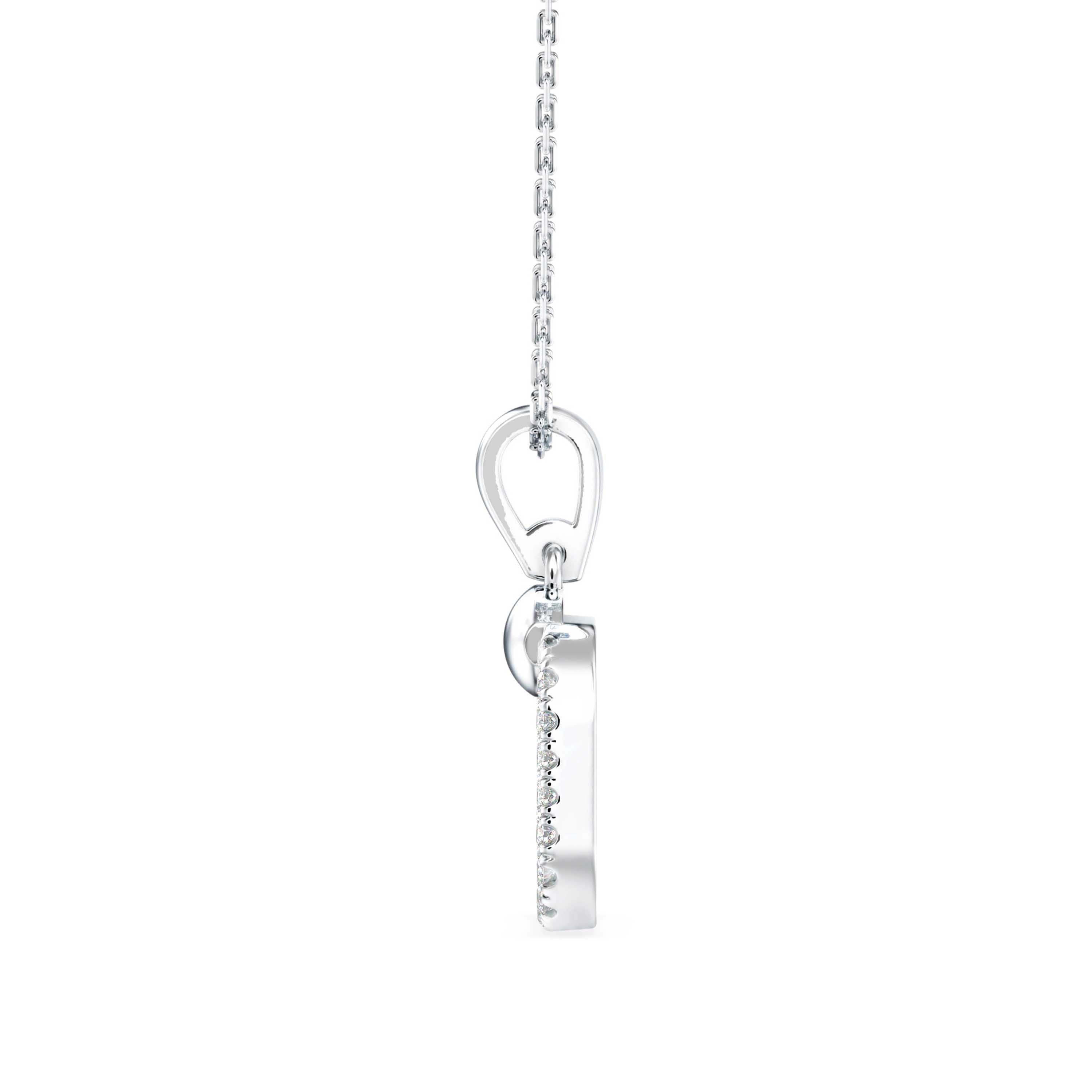square pave diamond pendant necklace in white gold