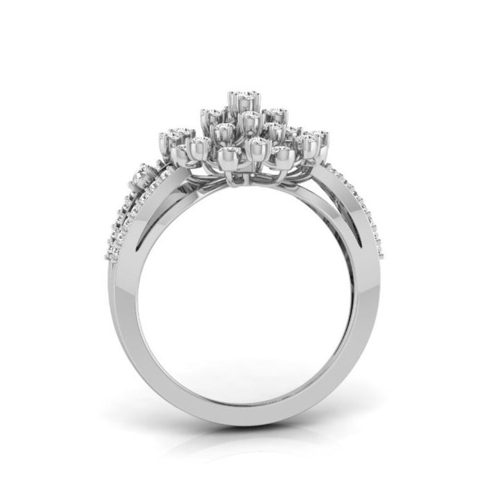 sunburst cluster lab-grown diamond ring white gold