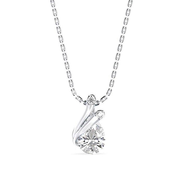 swirl pear prong lab-grown diamond pendant necklace in white gold