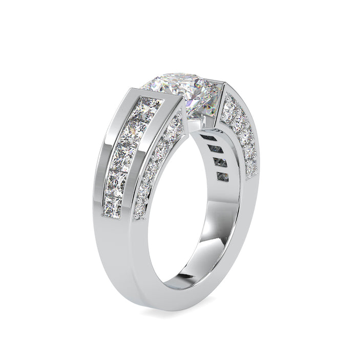 round cut tension lab-grown diamond ring in white gold