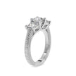 radiant cut three stone lab-grown diamond ring in white gold