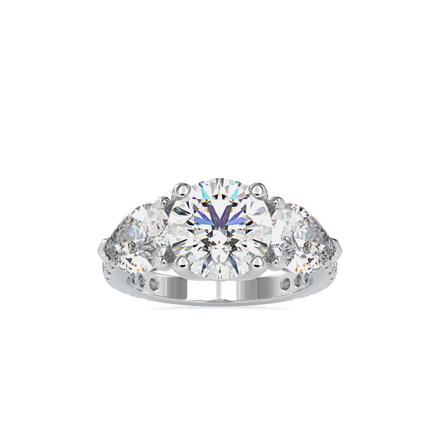 round three stone lab-grown diamond ring in white gold