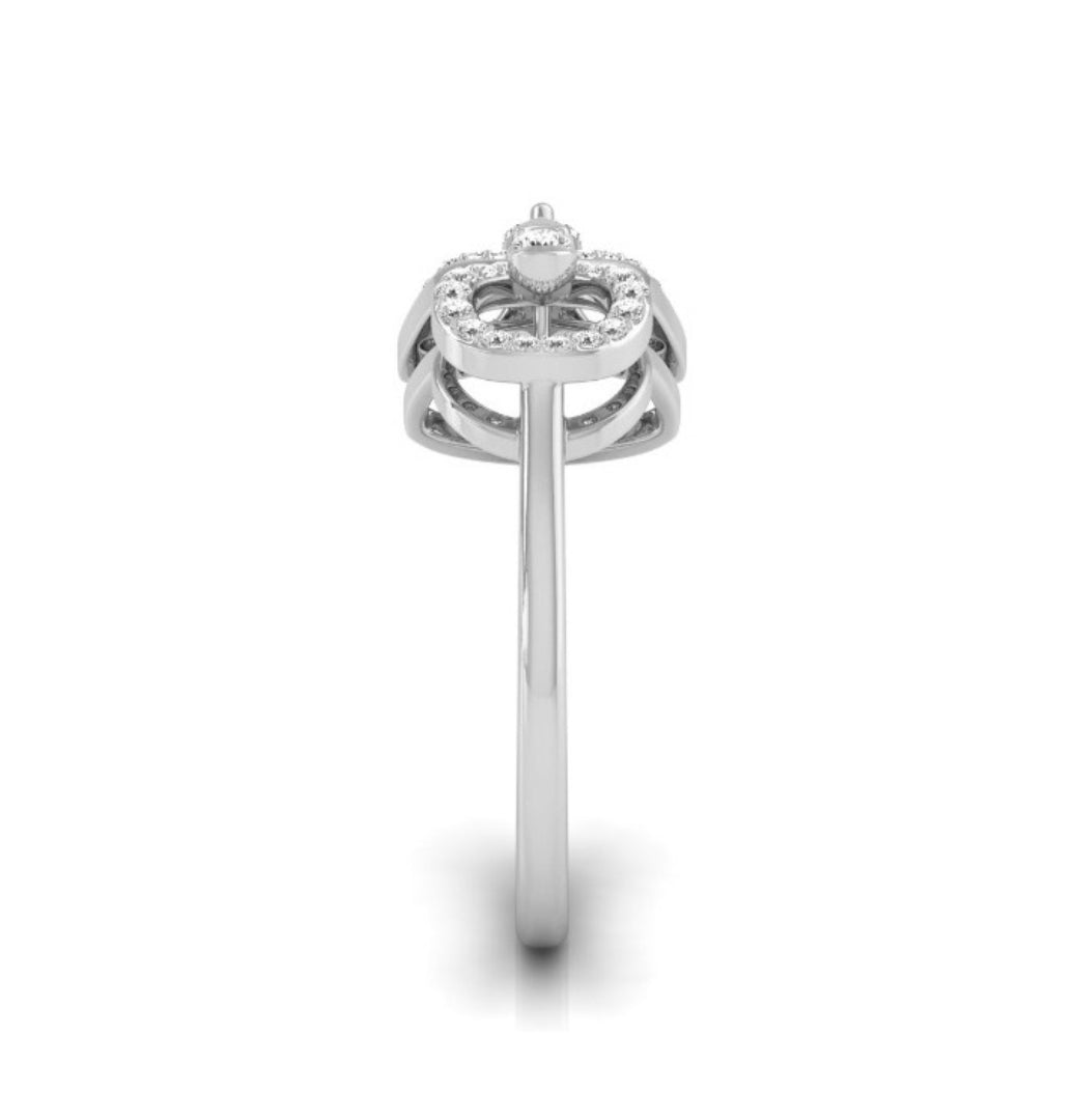 triangle teardrop shape diamond ring in white gold