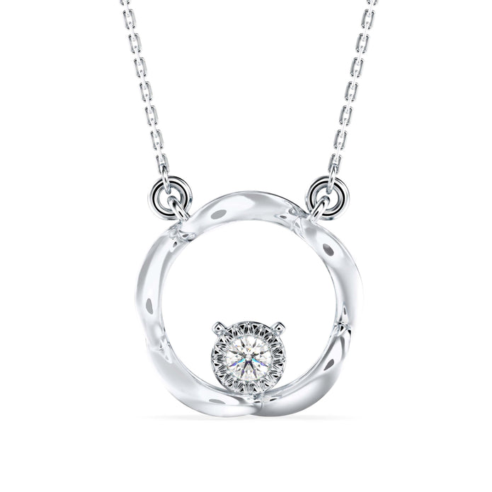 twisted circular prong lab-grown diamond pendant necklace in white gold