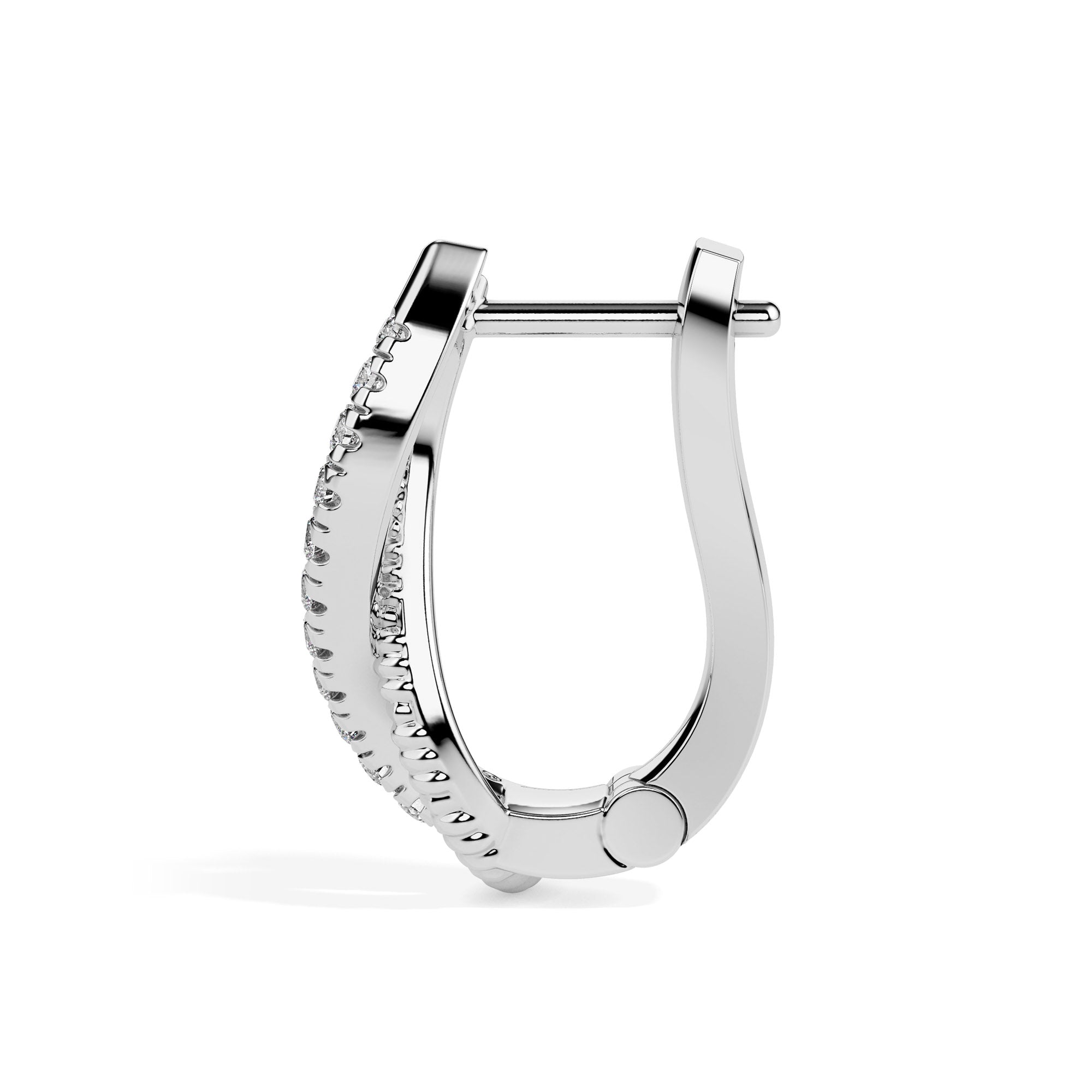 twisted infinity diamond hoop earrings in white gold