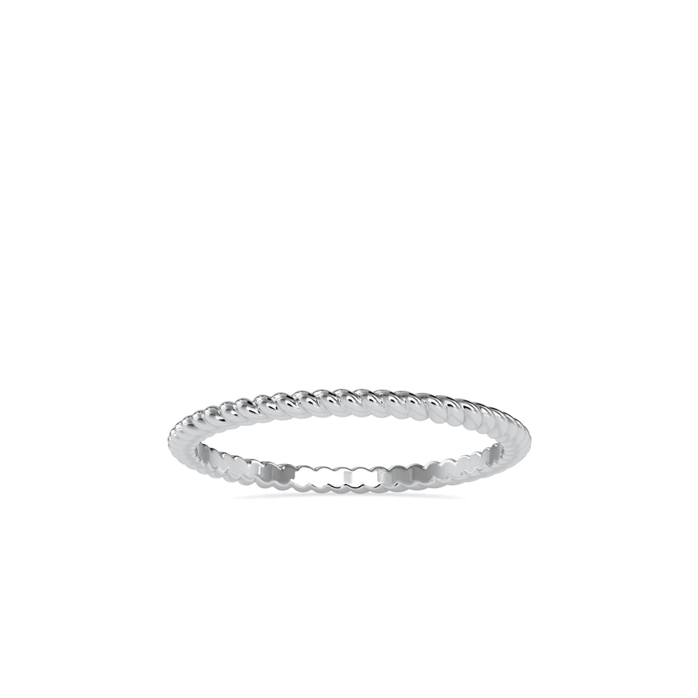 twisted wire gold band ring in white gold