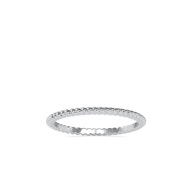 twisted wire gold band ring in white gold