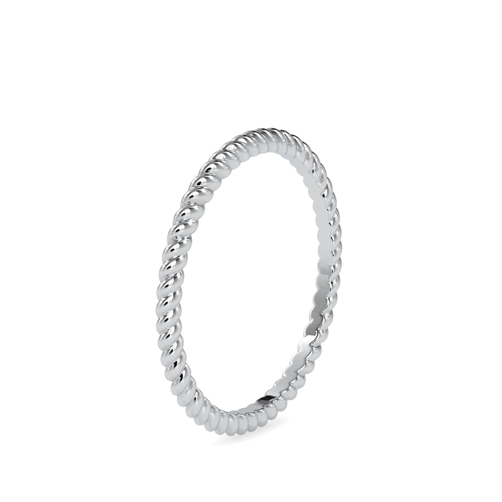 twisted wire gold band ring in white gold