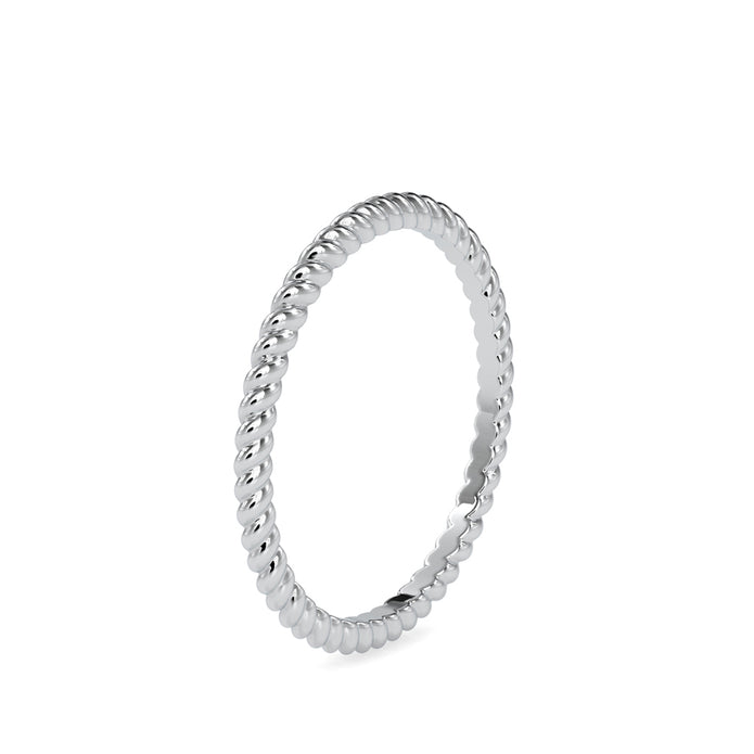 twisted wire gold band ring in white gold