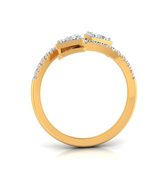 arrow shape bypass lab-grown diamond ring yellow gold