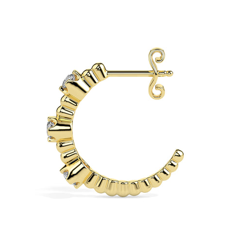 bubble drop diamond hoop earrings in yellow gold