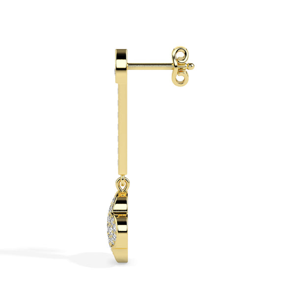 clover cluster diamond drop earrings in yellow gold