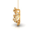 Floral Crescent Moon Lab-Grown Diamond Yellow Gold Pendant Necklace