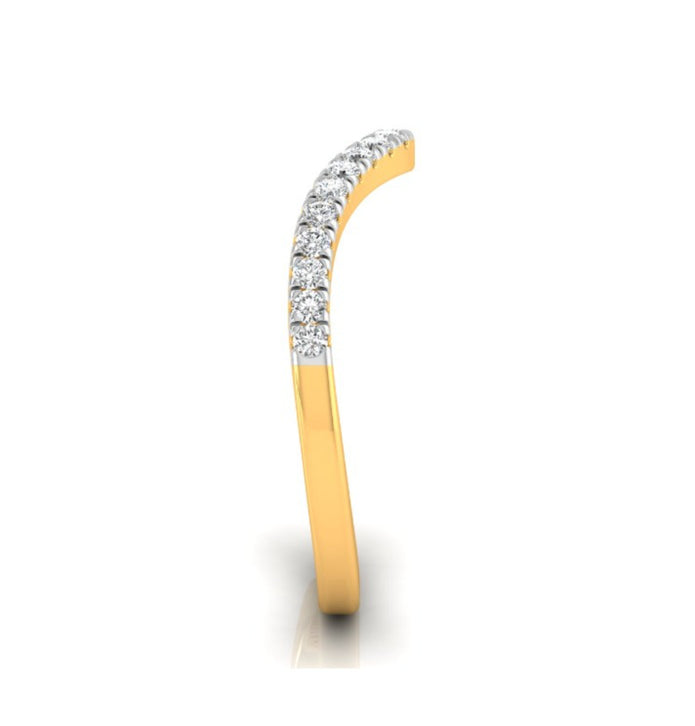 curved shape half eternity diamond band ring in yellow gold