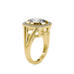 cushion bezel halo lab-grown diamond ring in yellow gold