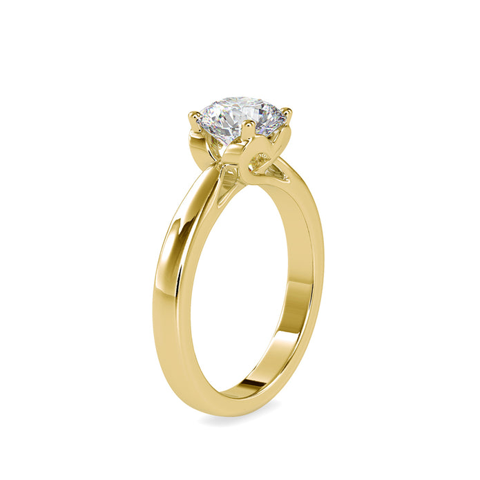 round cut solitaire lab-grown diamond ring in yellow gold