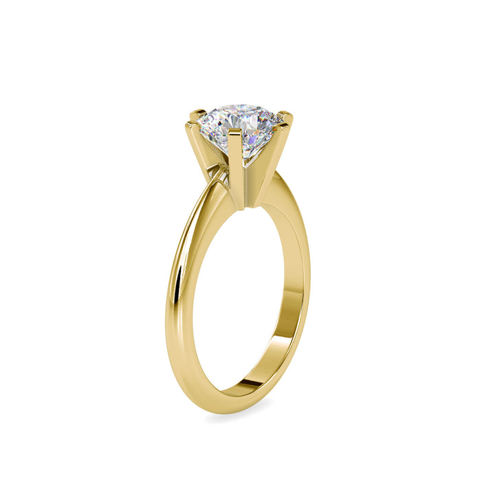 round solitaire lab-grown diamond ring in yellow gold