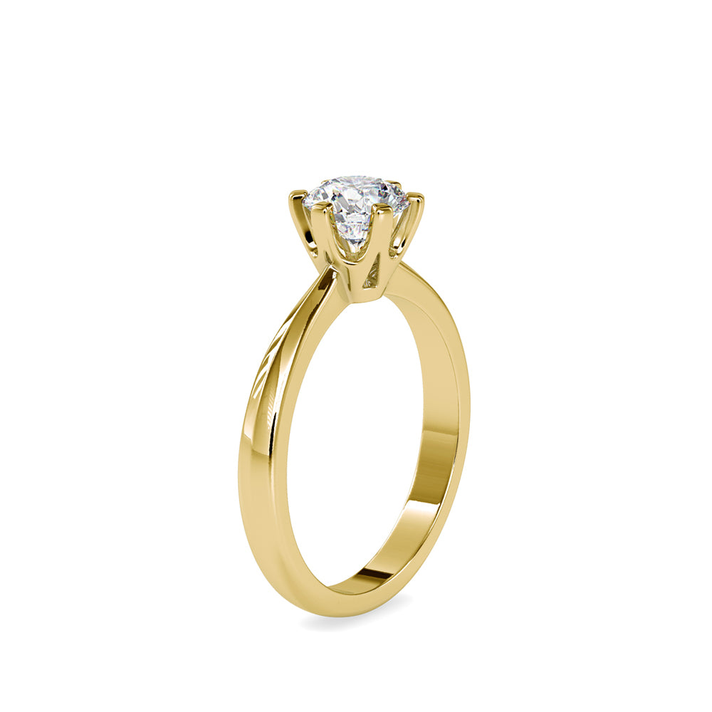 round solitaire lab-grown diamond ring in yellow gold