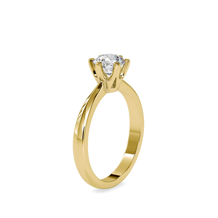 round solitaire lab-grown diamond ring in yellow gold