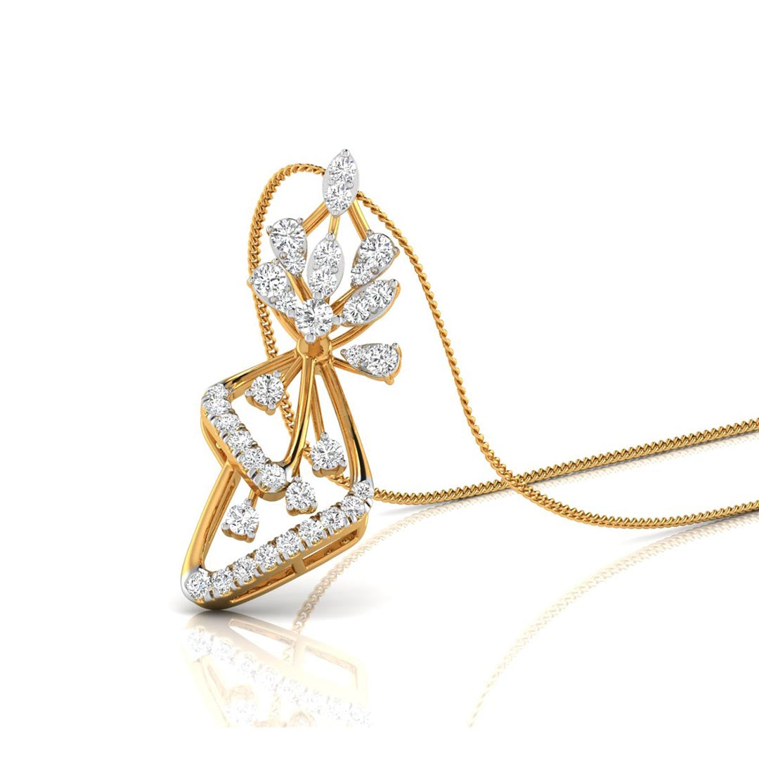 elegant floral drop lab-grown diamond pendant necklace in yellow gold