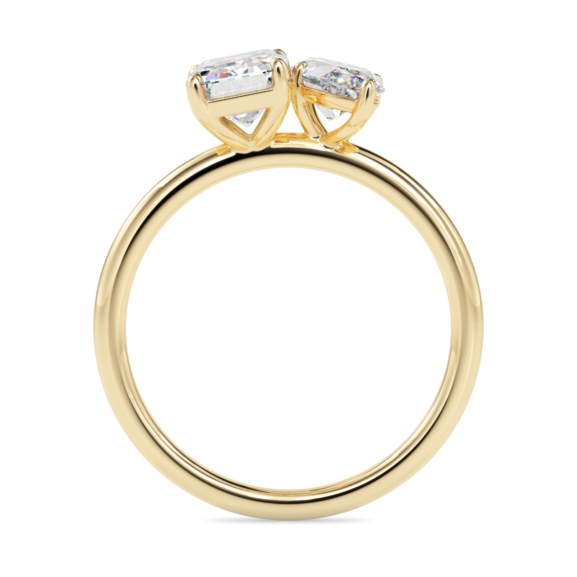 emerald and marquise toi et moi lab-grown diamond ring in yellow gold