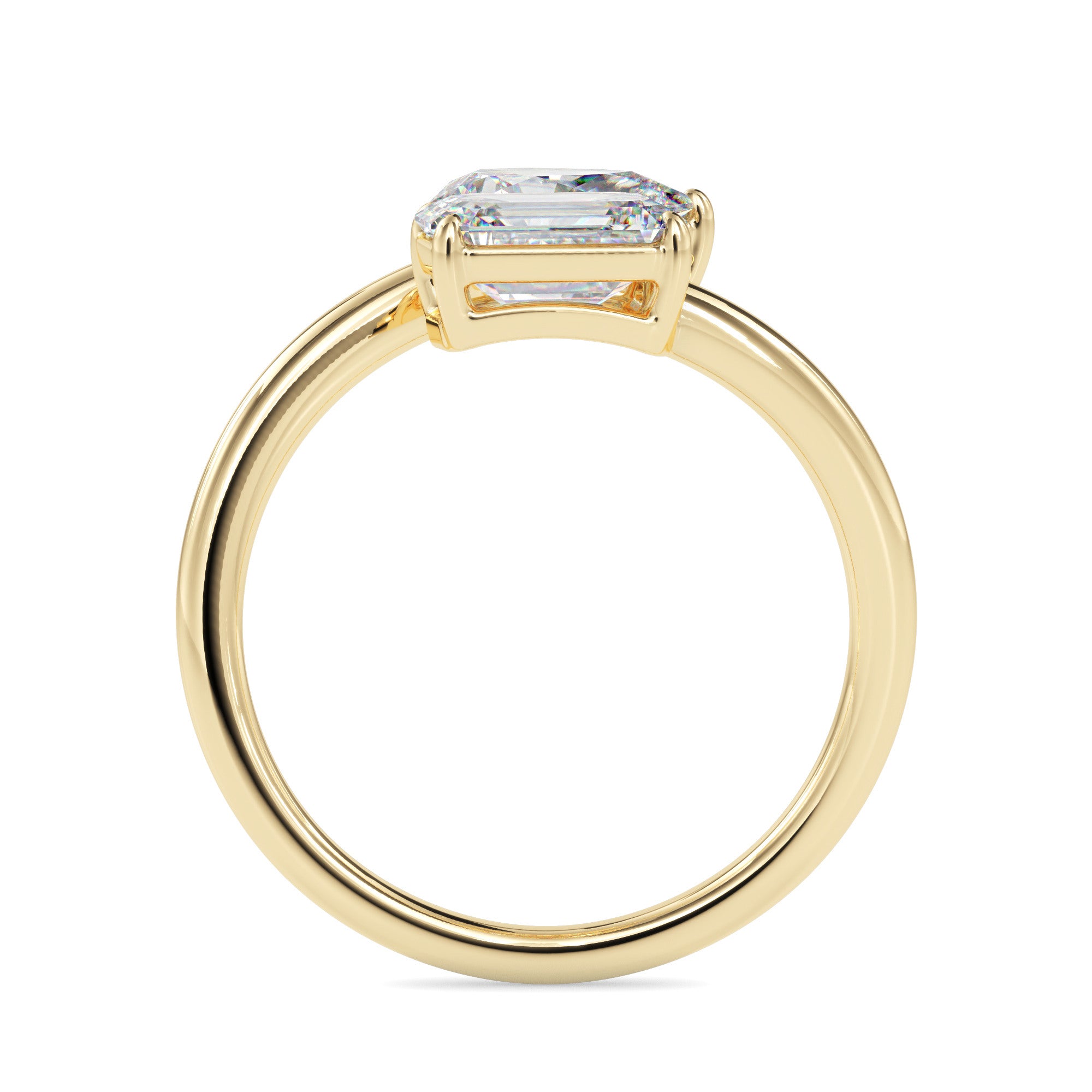 emerald and pear toi et moi lab-grown diamond ring in yellow gold