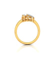 fan shape round cut lab-grown diamond ring in yellow gold