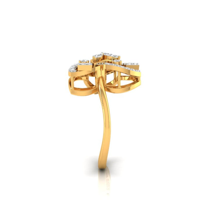 floral cocktail diamond ring in yellow gold