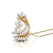 Floral Crescent Moon Lab-Grown Diamond Yellow Gold Pendant Necklace
