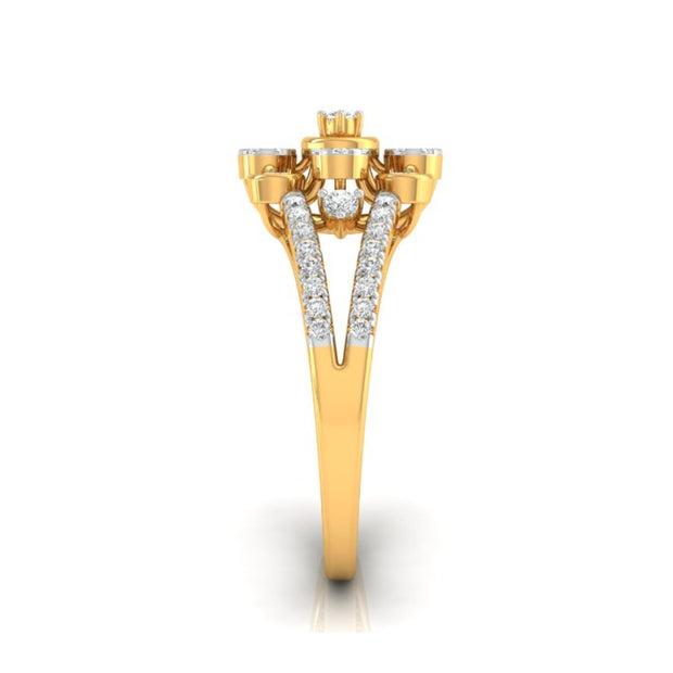 floral halo cocktail diamond ring in yellow gold