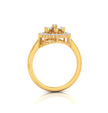 Floral Round Cut Halo Lab-Grown Diamond Yellow Gold Ring