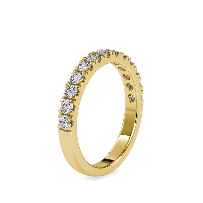 pave half eternity lab-grown diamond ring in yellow gold