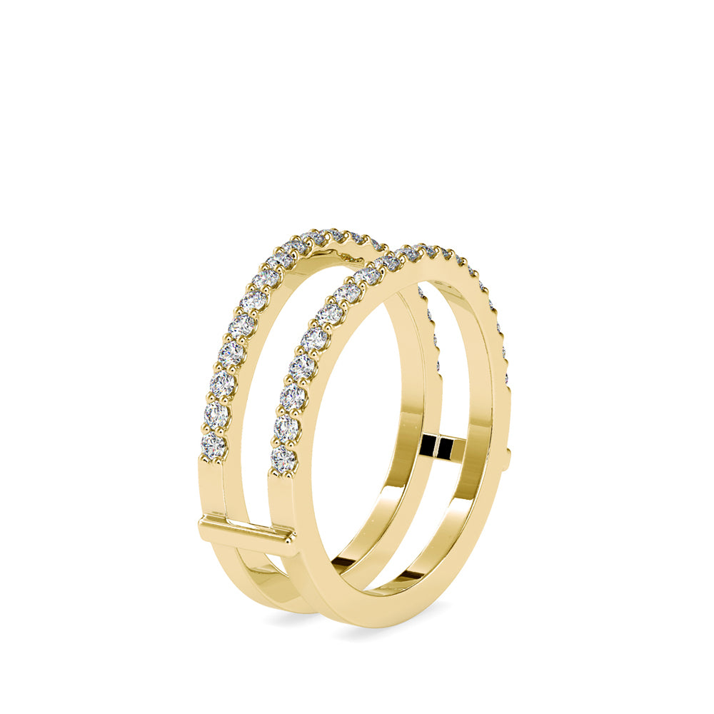 pave half eternity lab-grown diamond ring in yellow gold