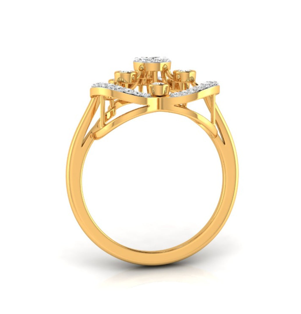 halo cocktail diamond ring in yellow gold