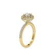 cushion halo lab-grown diamond ring in yellow gold